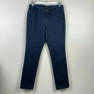 Ann Taylor Jeans Women's Sz 6 Curvy Skinny Fit Mid Rise Dark Wash Denim Blue